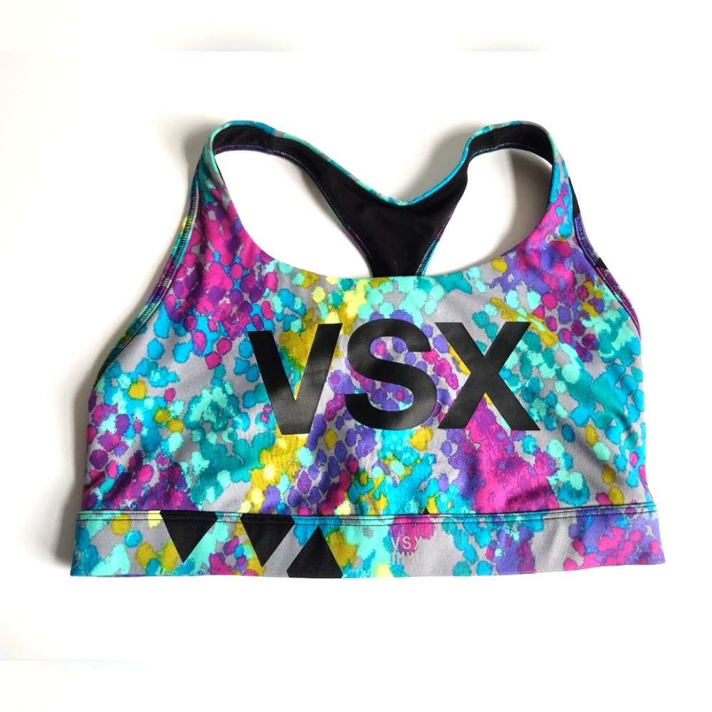 Victoria's‎ Secret VSX sports bra multi colored pullover style racerback M
